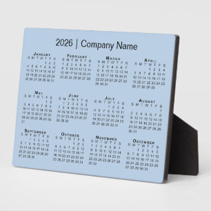 Minimal 2026 Calendar Company Name Light Blue Desk Fotoplatte
