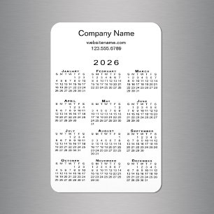 Minimal 2026 Kalender Firmenname Info über White Magnet