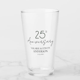 Minimal 25. Hochzeitstag Glass Cup Glas