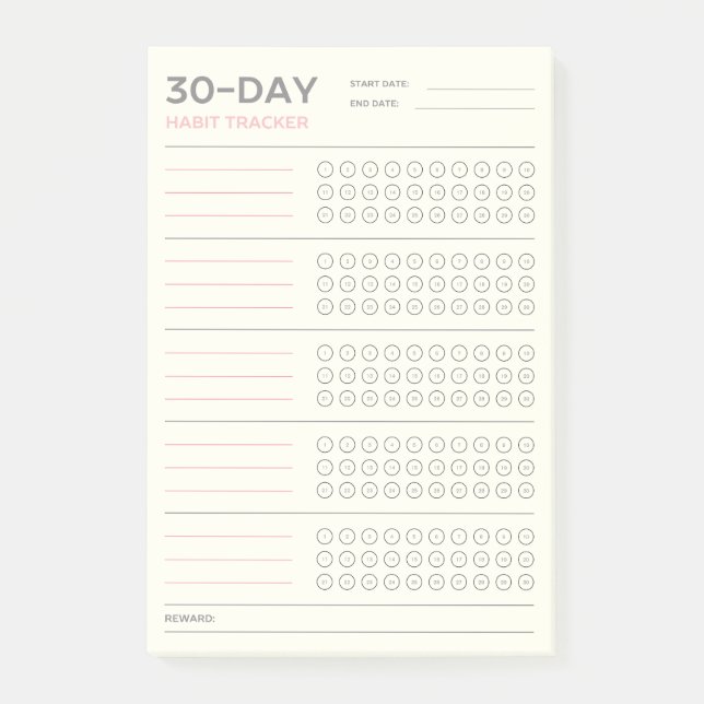 Minimal 30 Day Challenge Habit Tracker Design Post-it Klebezettel (Vorderseite)