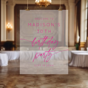 Minimal 30. Geburtstag Party Rosa Mattiert Empfang Acrylschild