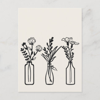 Minimal | 3 Blume Vasen | Modern Postkarte