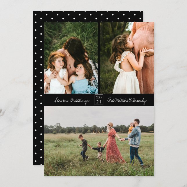 Minimal 3 Foto Schwarz Ankündigung (Vorne/Hinten)