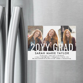 Minimal 3 Photo Magnetic Graduation Announcement Magneteinladung