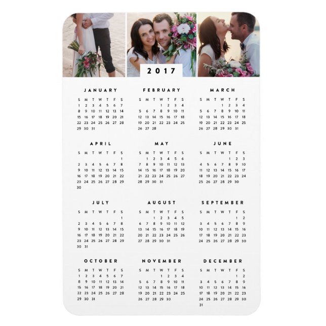 Minimal 4x6 Foto Jährlicher Kalender Magnet (Vertikal)