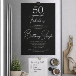 Minimal 50 and Fabulous Black 50th Birthday Party Einladung