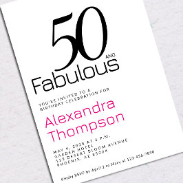 Minimal 50 and Fabulous Pink 50th Birthday Party Einladung