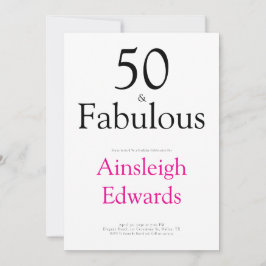 Minimal 50 & Fabulous Pink Fiftieth Birthday Party Einladung