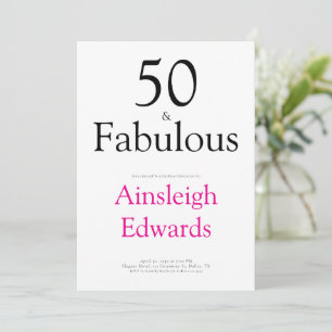 Minimal 50 & Fabulous Pink Fünfzigster Geburtstag Einladung