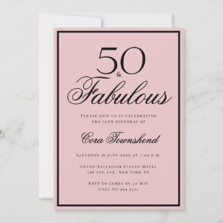 Minimal 50 & Fantastisch Dusty Pink 50. Geburtstag Einladung