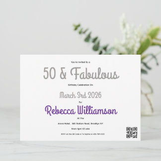 Minimal 50 und Fabelhaft Pink 50. Geburtstag Einladung