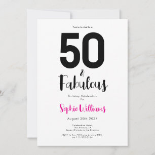 Minimal 50 und Fabelhaft Pink 50. Geburtstagsfeier Einladung