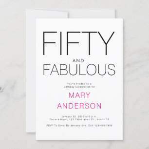 Minimal 50 und fabelhafte 50. Geburtstagsparty Einladung