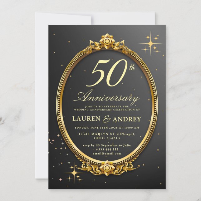 Minimal 50th Wedding Anniversary Invitation Einladung (Vorderseite)