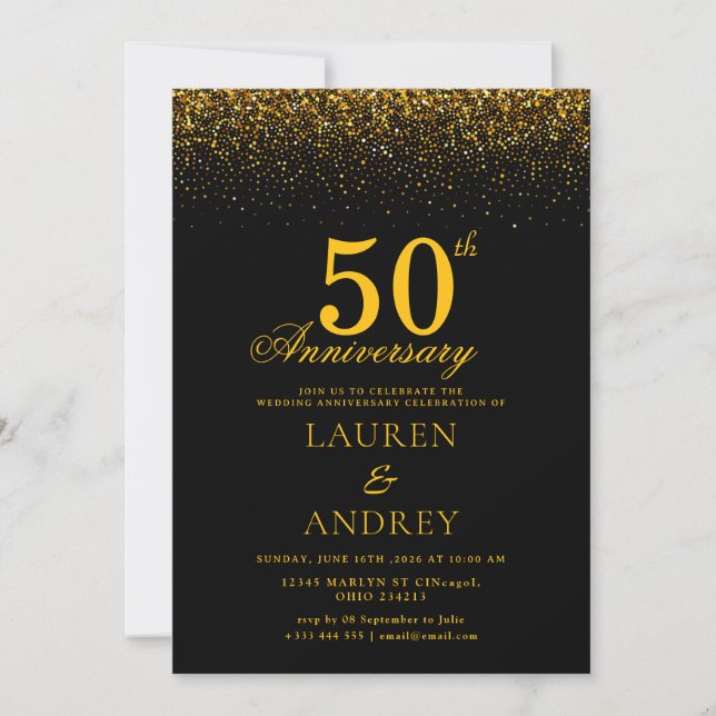 Minimal 50th Wedding Anniversary Invitation Einladung (Vorderseite)