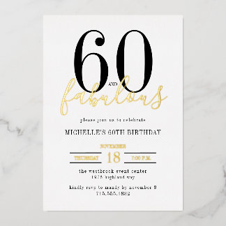 Minimal 60 und Fabulous 60. Geburtstagsfeier Folie Folieneinladung