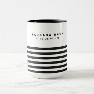 Minimal 6 schwarze Streifen Fetter Name Tasse