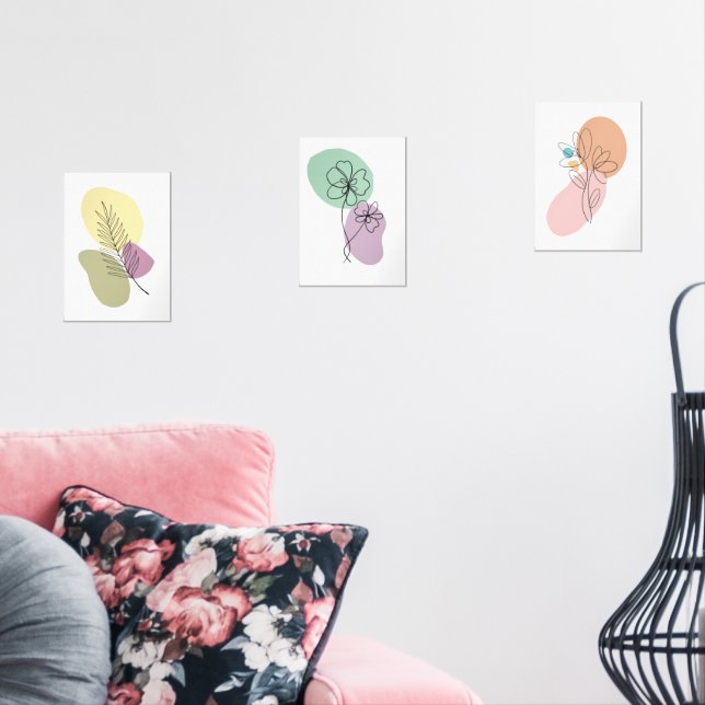 Minimal Abstract Botanical Line Art Prints Bilderwand Sets (Wohnzimmer)