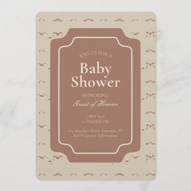 Minimal Abstract Geometric Gender Neutral Beige Einladung (Vorderseite)