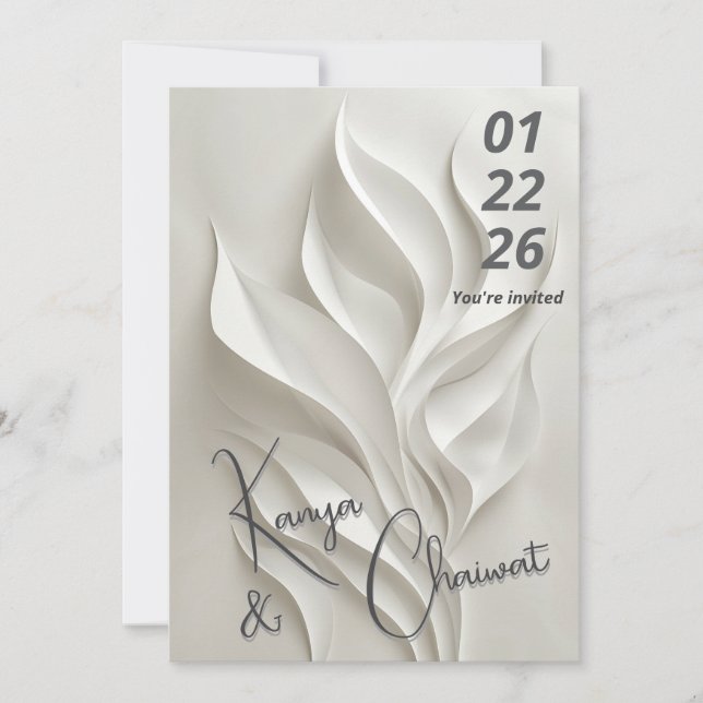 Minimal Abstract Wedding Invitation  Einladung (Vorderseite)