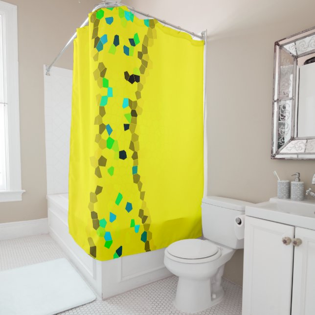 Minimal Abstrakt Art Blass Schwarz Gelb Duschvorhang (Beispiel)