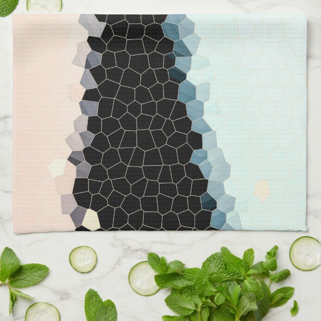 Minimal Abstrakt Art Pale Pink Blue Black Geschirrtuch (Gefaltet)