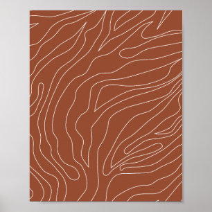 Minimal Abstrakte Linien Rost Terracotta Poster