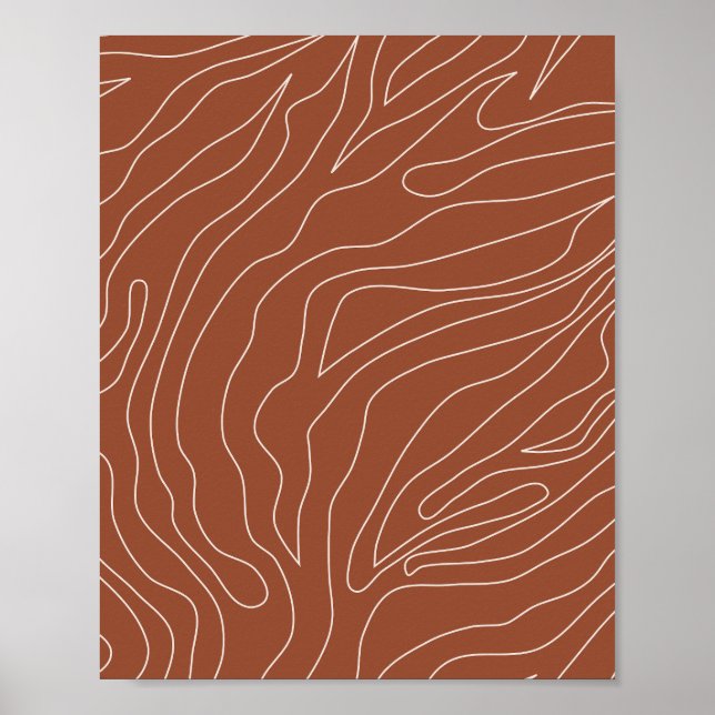 Minimal Abstrakte Linien Rost Terracotta Poster (Vorne)