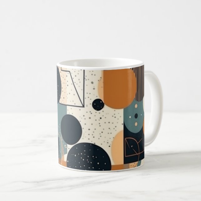 Minimal Abstraktes Nahtloses Muster - Geometrisch  Kaffeetasse (VorderseiteRechts)