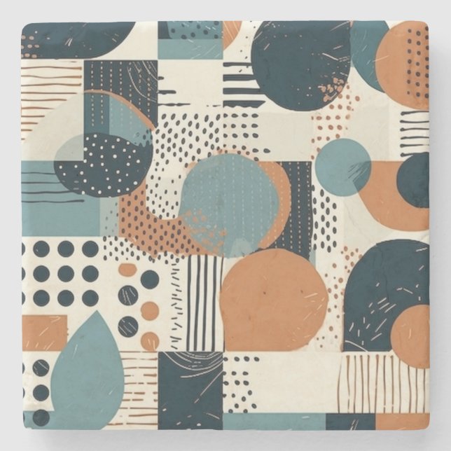 Minimal Abstraktes Nahtloses Muster - Geometrisch  Steinuntersetzer (Vorderseite)