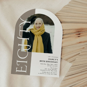 Minimal ACHTUNG Arch Foto 80. Geburtstag Einladung