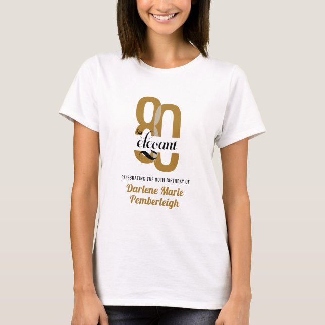 Minimal Achtzig & elegant Gold Black 80. Geburtsta T-Shirt (Vorderseite)