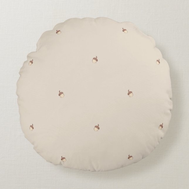 Minimal Acorn Pattern Pillow - Round Rundes Kissen (Vorderseite)