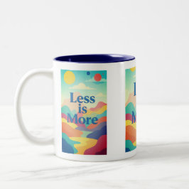 Minimal Aesthetic Quote Print – “Less is More” Zweifarbige Tasse