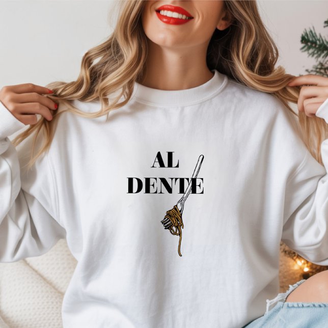 Minimal 'Al Dente' Italienische Pasta Lover Typogr Sweatshirt (Von Creator hochgeladen)