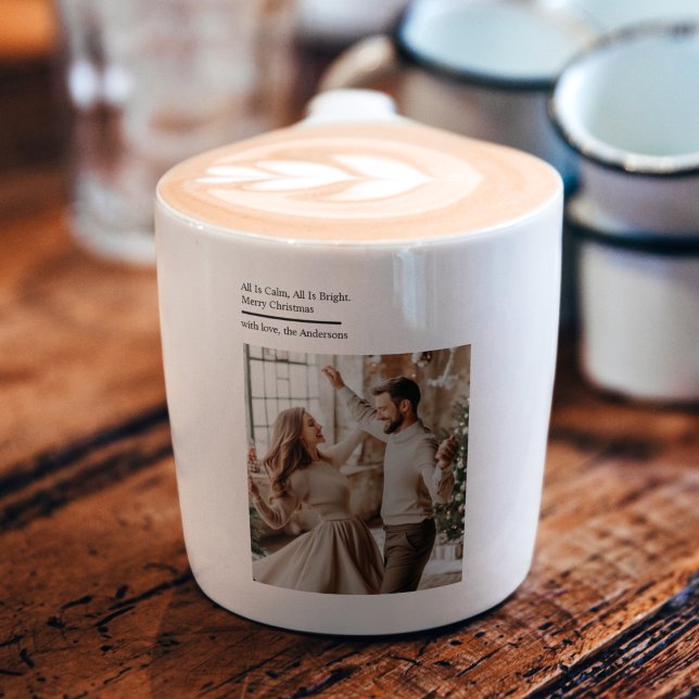 Minimal All Is Calm All Is Bright Christmas Photo  Espressotasse (Von Creator hochgeladen)