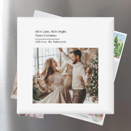 Minimal All Is Calm All Is Bright Christmas Photo  Magnet