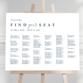 Minimal Alphabetisches Blue Wedding Seating Chart Poster