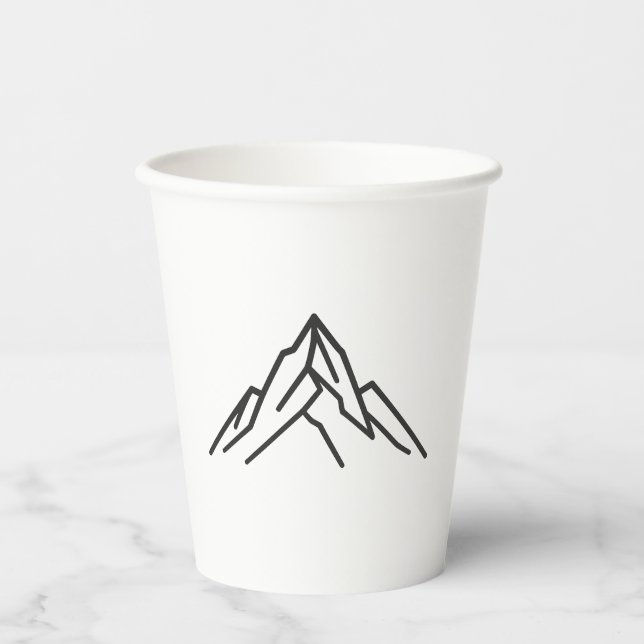 Minimal Alpine Mountain Line Art Paper Cup Pappbecher (Vorderseite)