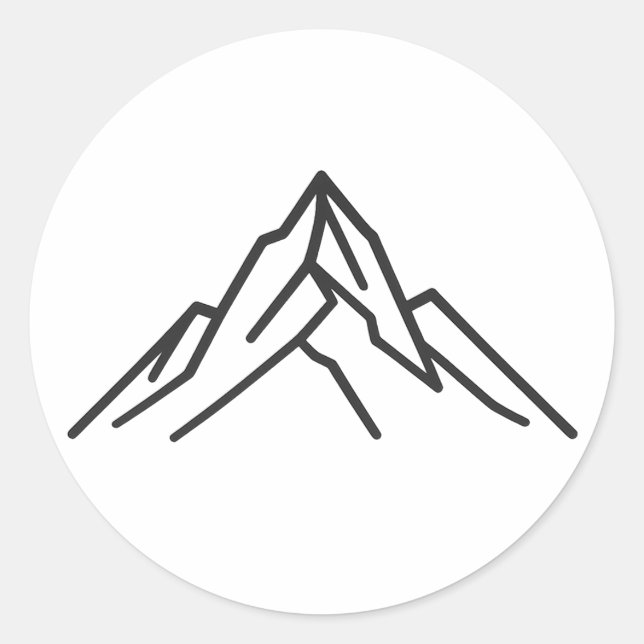 Minimal Alpine Mountain Line Art Sticker (Vorderseite)