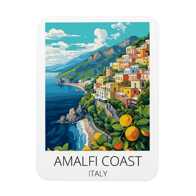 Minimal Amalfi Coast Italy Vintage Travel Magnet (Vertikal)