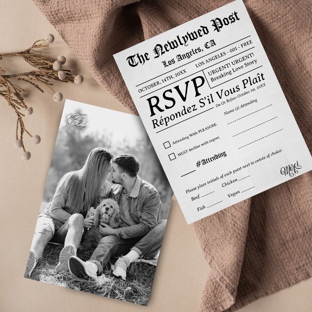 Minimal and Chic | Black and White Wedding RSVP Karte (Von Creator hochgeladen)