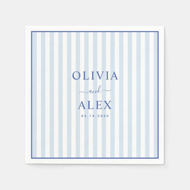 Minimal and Chic Blue French Personalized Wedding  Serviette (Vorderseite)