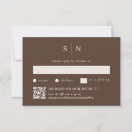 Minimal and Chic Brown | Traditional and QR Code RSVP Karte