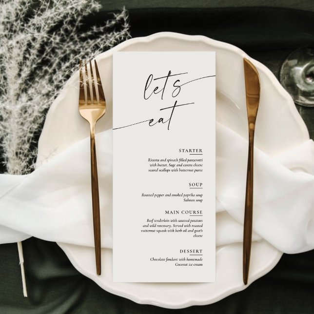 Minimal and Chic Calligraphy Dinner Wedding Menükarte (Von Creator hochgeladen)