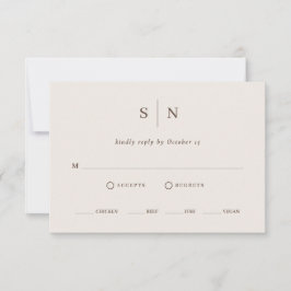 Minimal and Chic | Neutral Warm White Meal Choice RSVP Karte