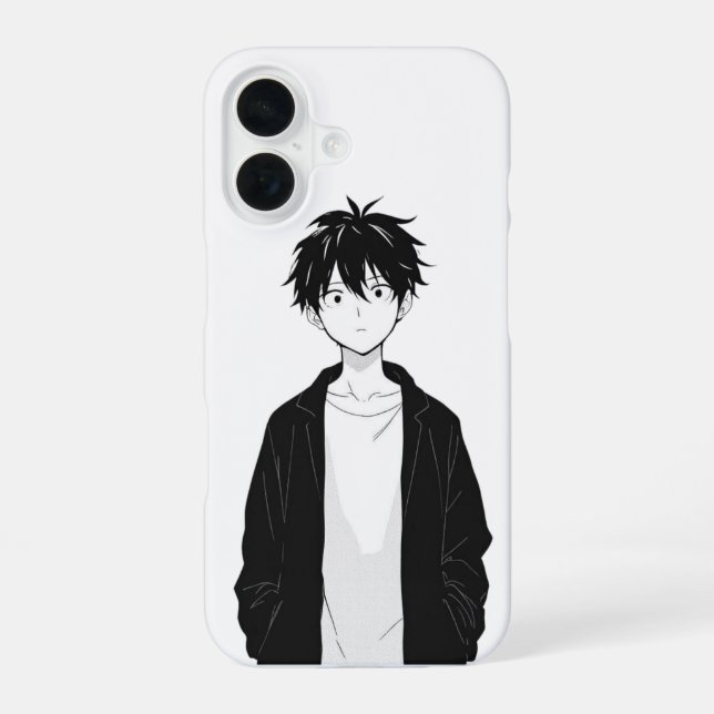 Minimal Anime Boy Phone Case iPhone 16 Hülle (Rückseite)