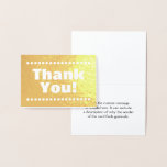 Minimal, anpassbar "Danke!" Karte<br><div class="desc">Dieses Dankeschön-Gruß-Kartendesign beinhaltet die Meldung "Danke!" auf der Vorderseite in Goldfolie,  zusammen mit einer anpassbaren Nachricht auf der Innenseite. Es hat auch zauberhafte quadratische Formen. Es könnte genutzt werden,  um zu bieten,  dank jemandem,  der eine besondere Tat getan hat.</div>