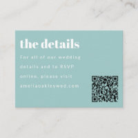 Minimal Aqua Blue Retro Custom Wedding QR Code