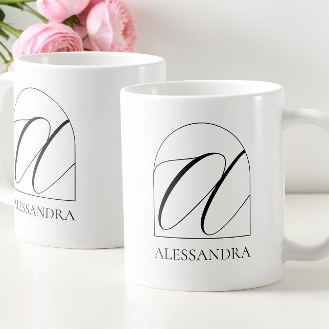 Minimal Arch Black Script Initial A Name Monogram Kaffeetasse (Minimal Arch Black Script Initial A Name Monogram Coffee Mug)